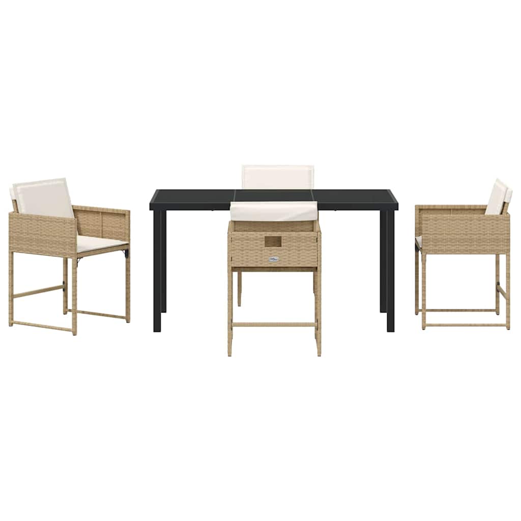 Have Spisebordssæt med pude 5 pcs Beige polyrattan