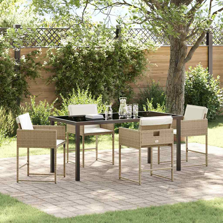 Have Spisebordssæt med pude 5 pcs Beige polyrattan