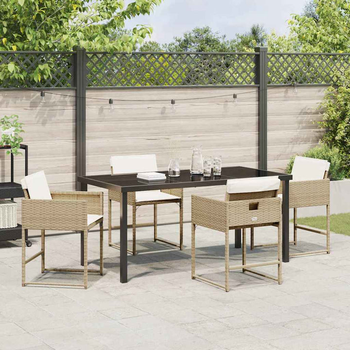 Have Spisebordssæt med pude 5 pcs Beige polyrattan