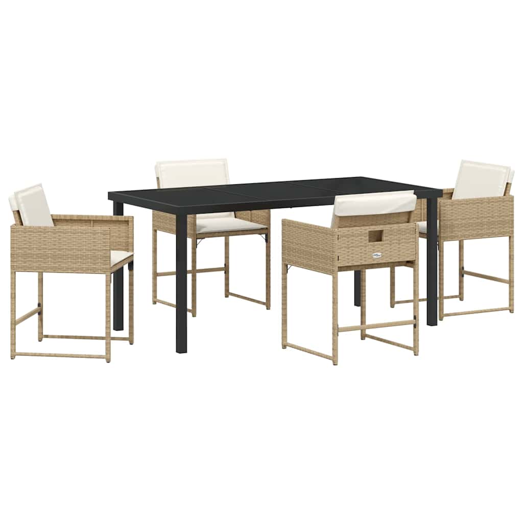 Have Spisebordssæt med pude 5 pcs Beige polyrattan