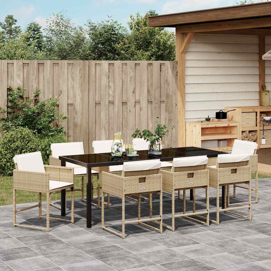 Have Spisebordssæt med pude 9 pcs Beige polyrattan