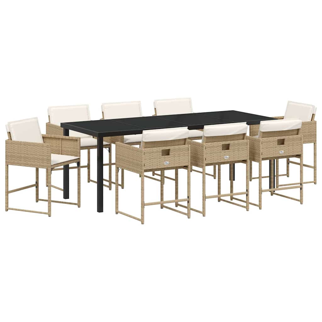 Have Spisebordssæt med pude 9 pcs Beige polyrattan