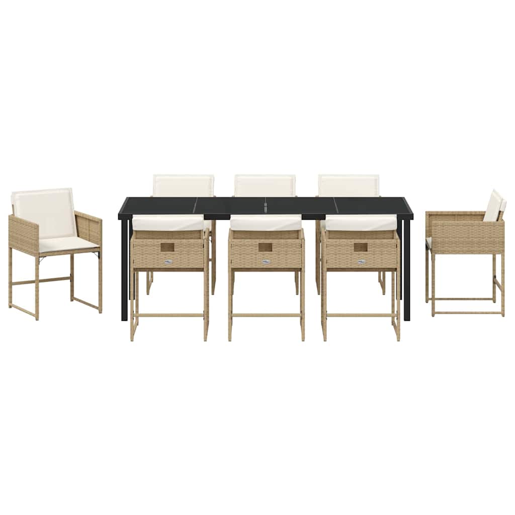 Have Spisebordssæt med pude 9 pcs Beige polyrattan