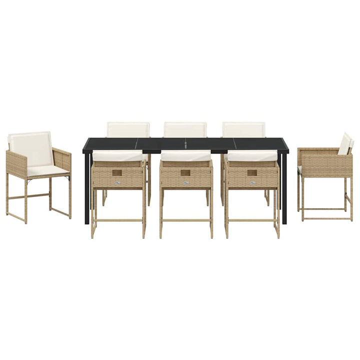 Have Spisebordssæt med pude 9 pcs Beige polyrattan