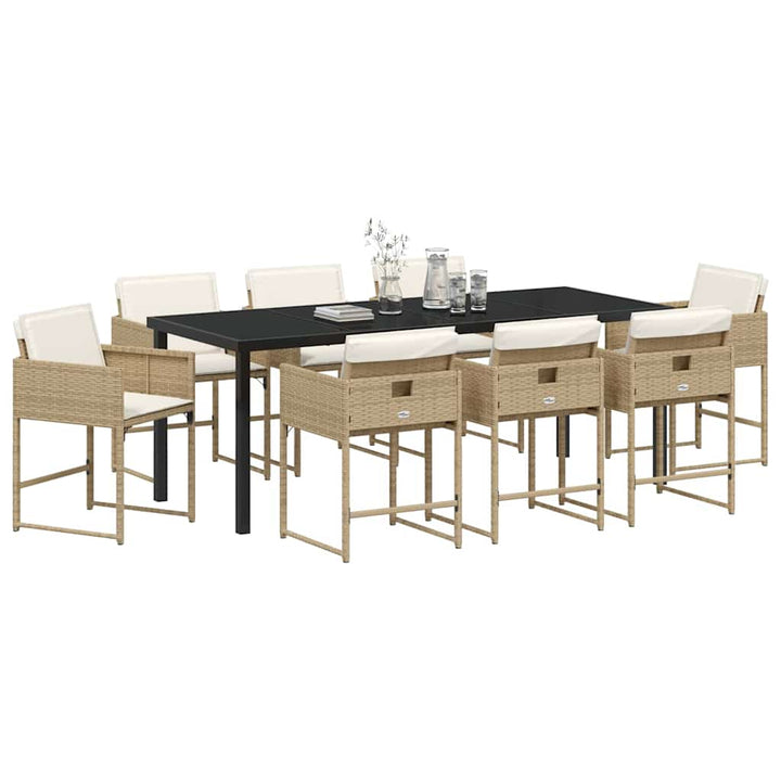 Have Spisebordssæt med pude 9 pcs Beige polyrattan