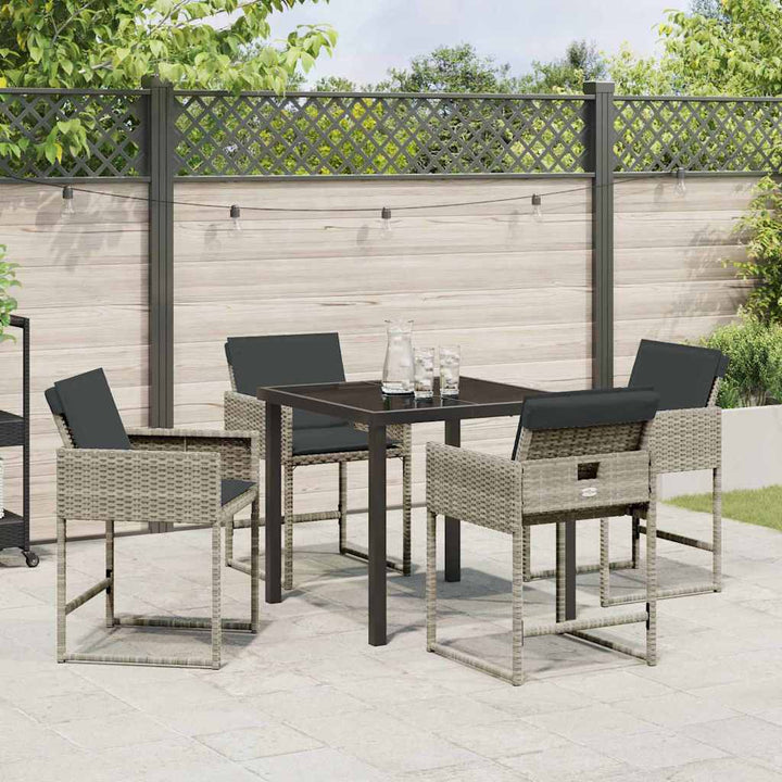 Have Spisebordssæt med pude 5 pcs Lysegrå polyrattan