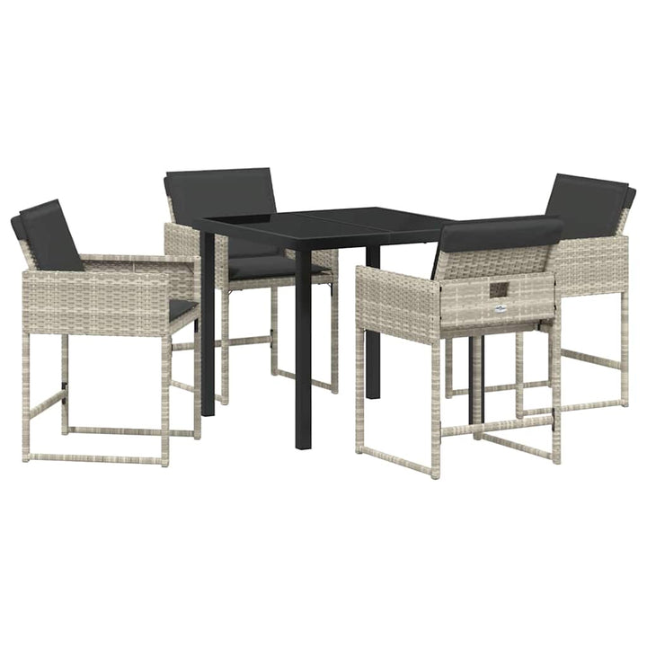 Have Spisebordssæt med pude 5 pcs Lysegrå polyrattan