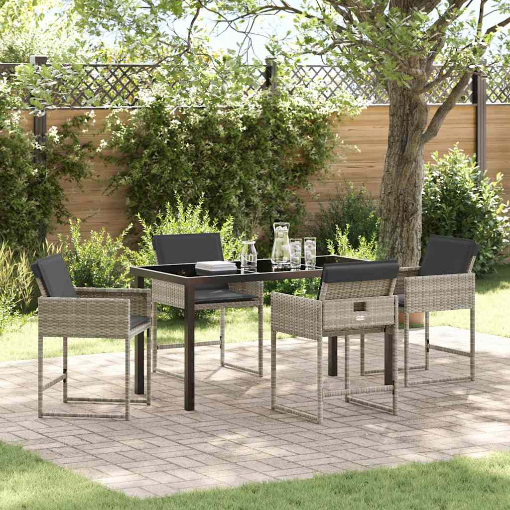 Have Spisebordssæt med pude 5 pcs Lysegrå polyrattan