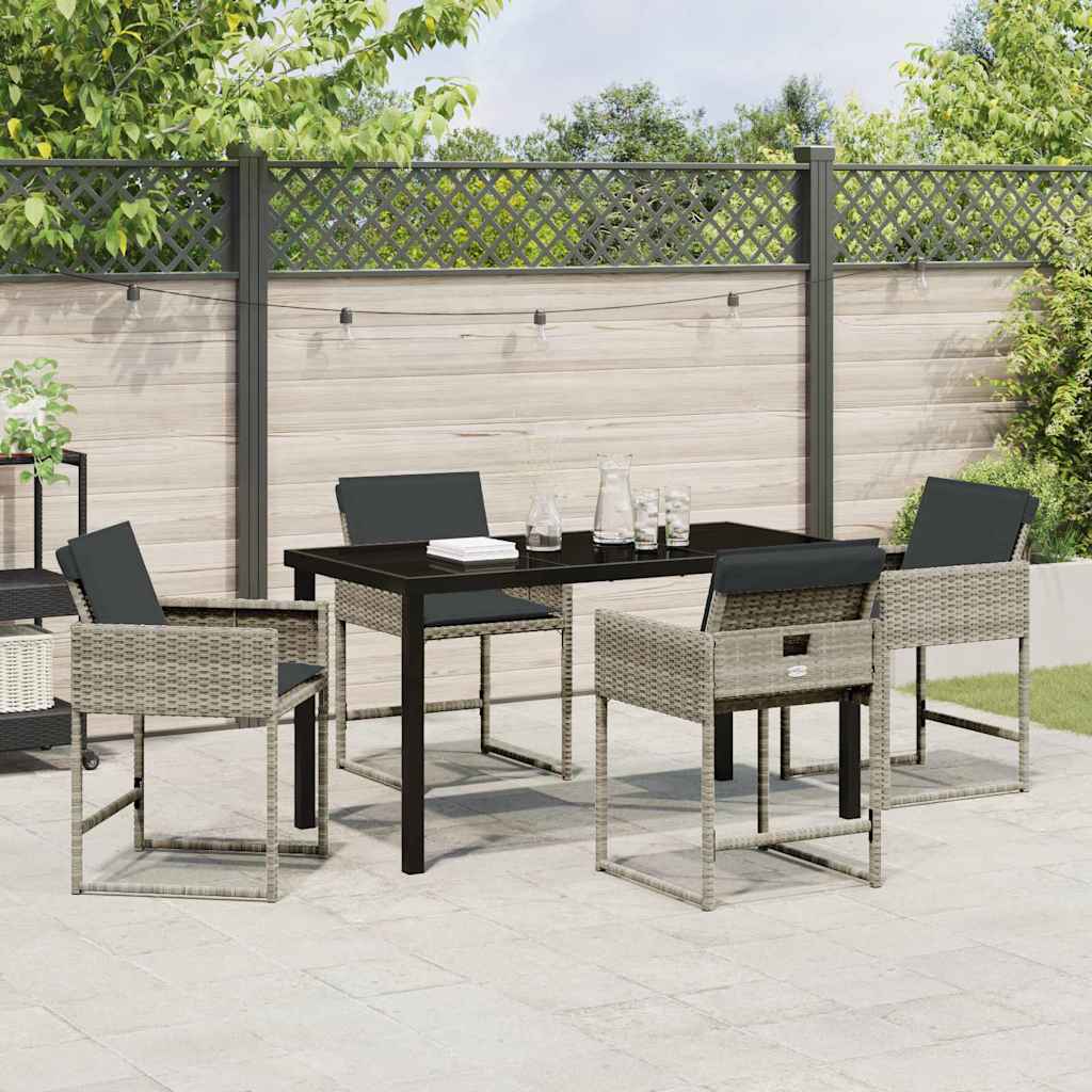 Have Spisebordssæt med pude 5 pcs Lysegrå polyrattan