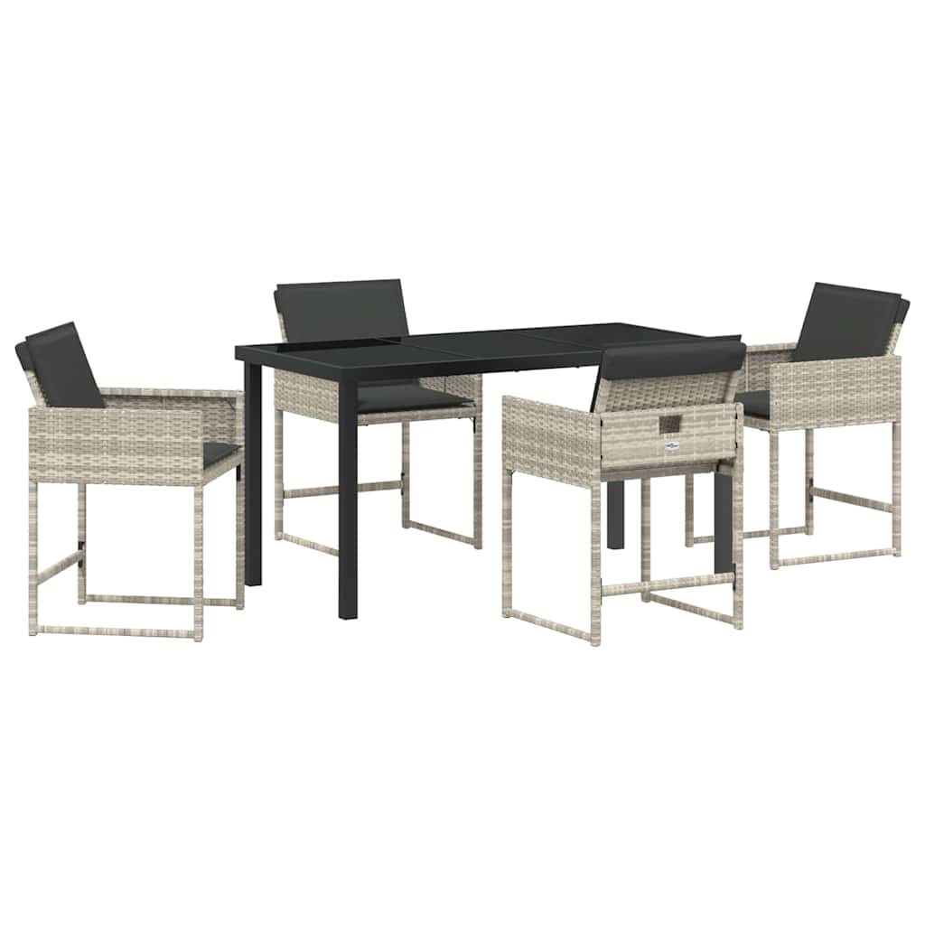 Have Spisebordssæt med pude 5 pcs Lysegrå polyrattan