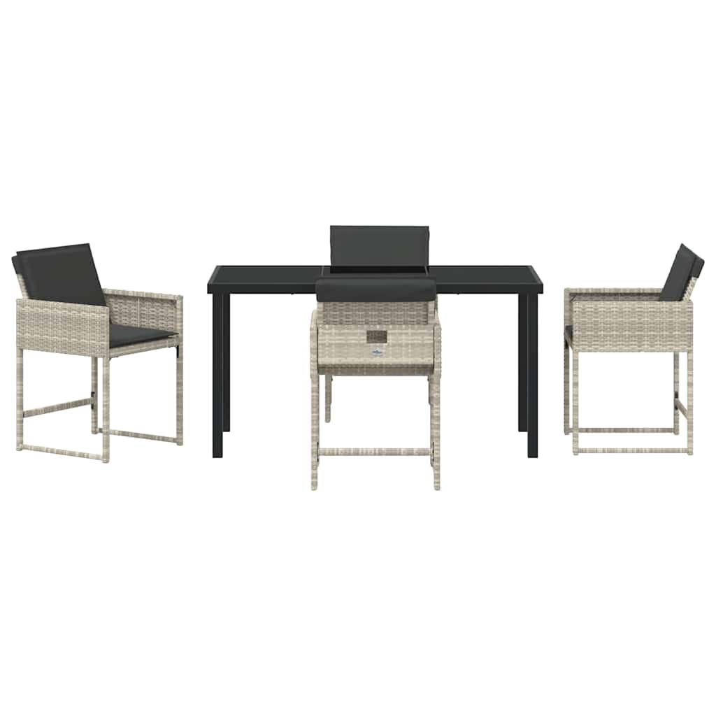 Have Spisebordssæt med pude 5 pcs Lysegrå polyrattan
