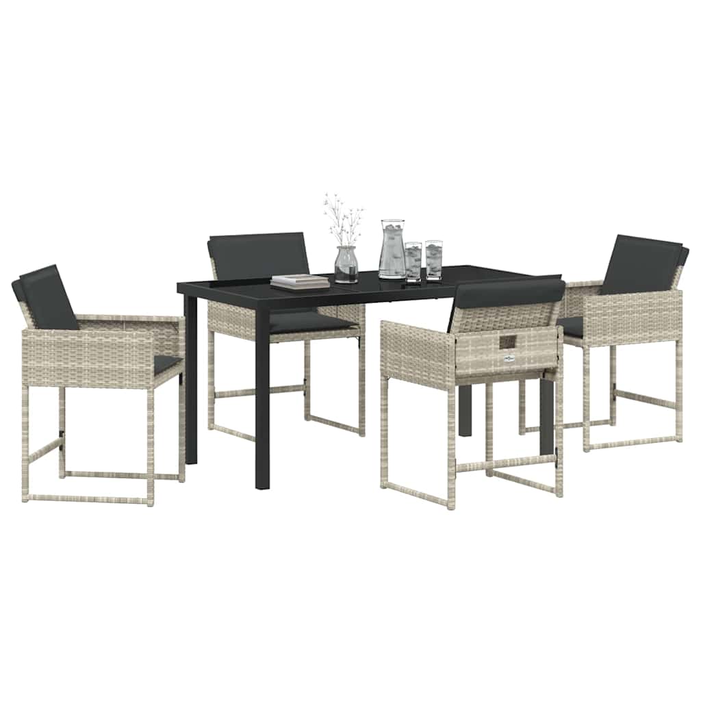 Have Spisebordssæt med pude 5 pcs Lysegrå polyrattan