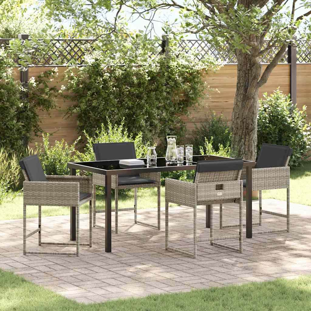 Have Spisebordssæt med pude 5 pcs Lysegrå polyrattan