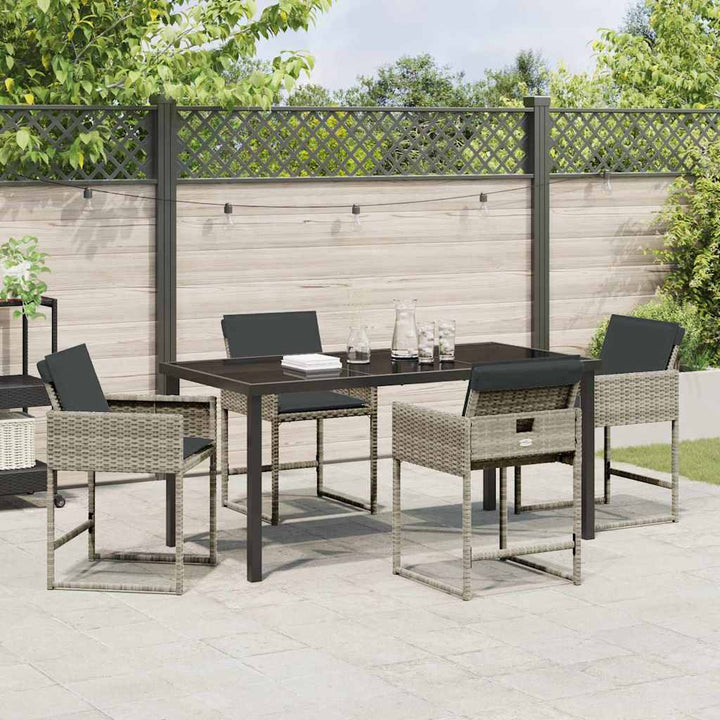 Have Spisebordssæt med pude 5 pcs Lysegrå polyrattan