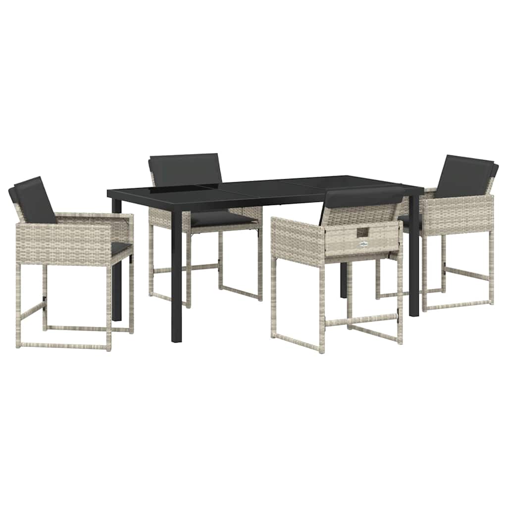 Have Spisebordssæt med pude 5 pcs Lysegrå polyrattan