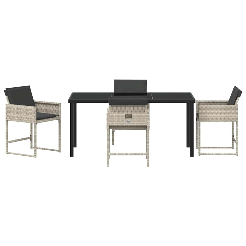 Have Spisebordssæt med pude 5 pcs Lysegrå polyrattan