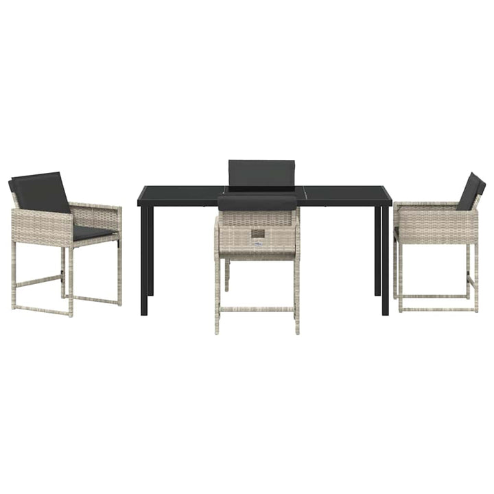 Have Spisebordssæt med pude 5 pcs Lysegrå polyrattan