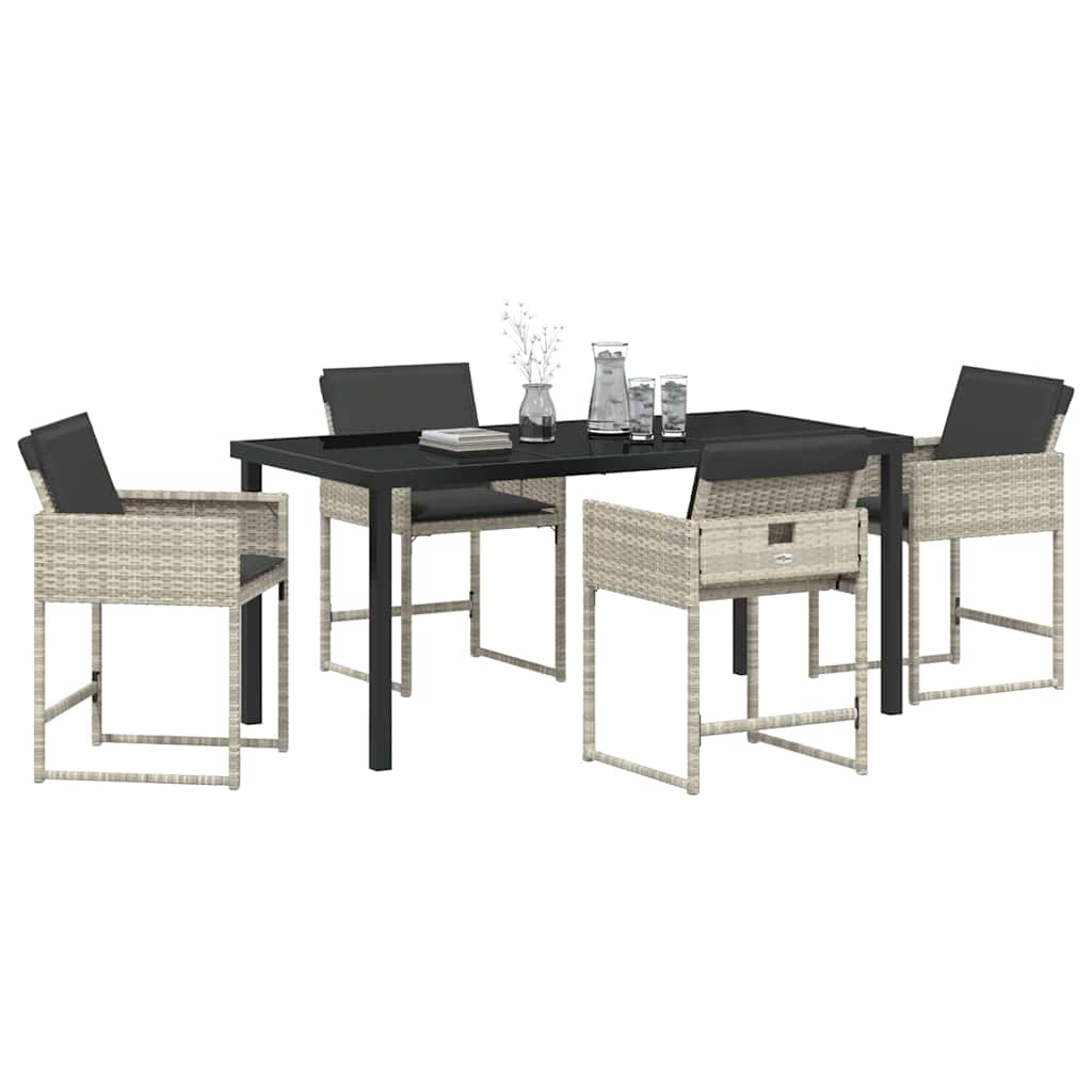 Have Spisebordssæt med pude 5 pcs Lysegrå polyrattan