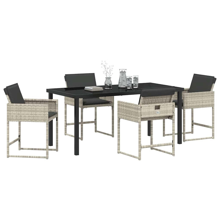 Have Spisebordssæt med pude 5 pcs Lysegrå polyrattan