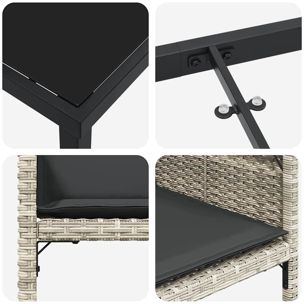 Have Spisebordssæt med pude 9 pcs Lysegrå polyrattan
