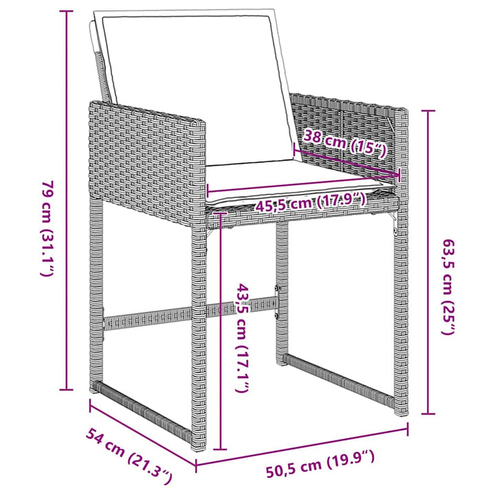 Have Spisebordssæt med pude 9 pcs Lysegrå polyrattan