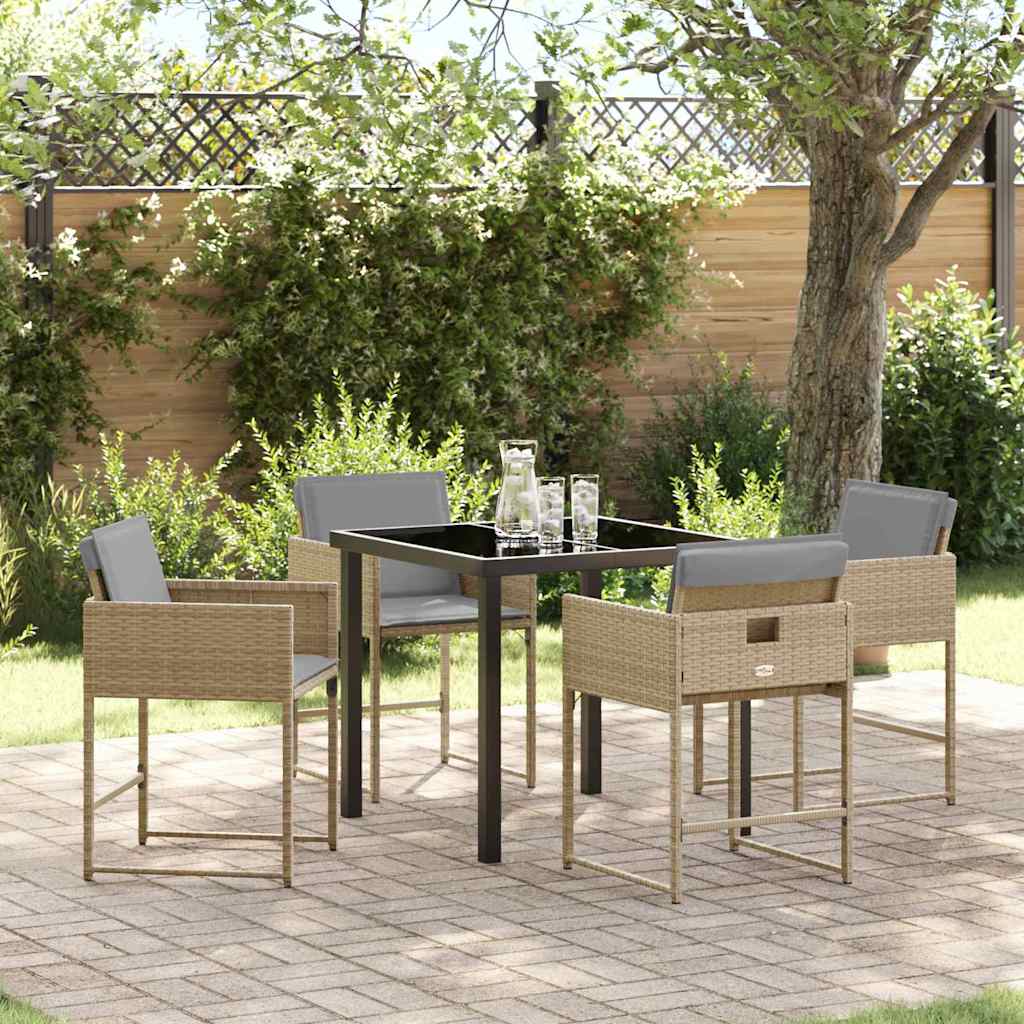 Have Spisebordssæt med pude 5 pcs Beige polyrattan