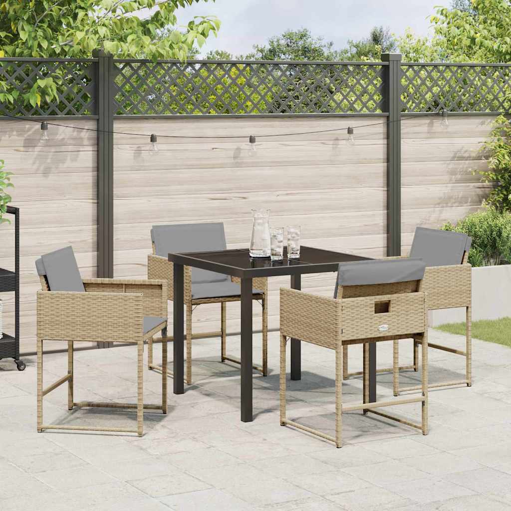 Have Spisebordssæt med pude 5 pcs Beige polyrattan