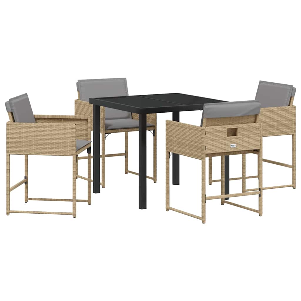 Have Spisebordssæt med pude 5 pcs Beige polyrattan