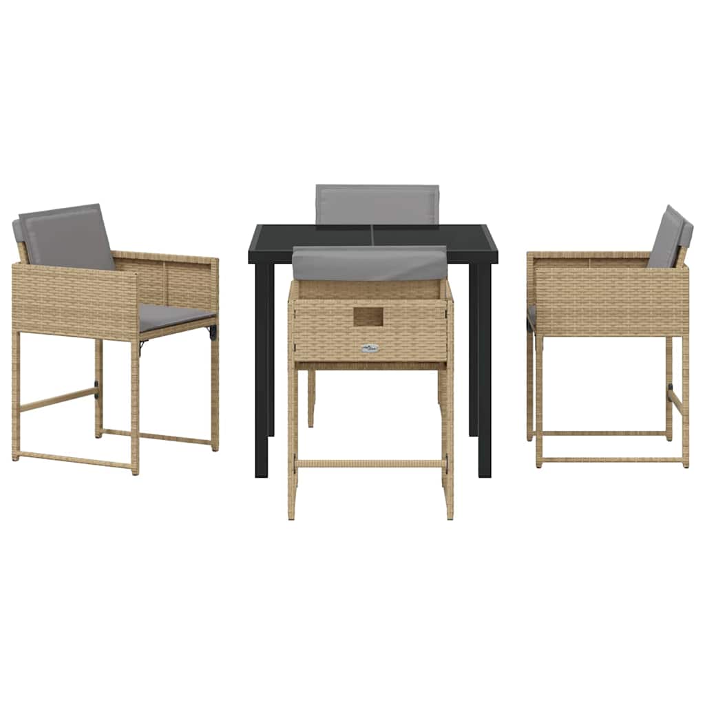 Have Spisebordssæt med pude 5 pcs Beige polyrattan