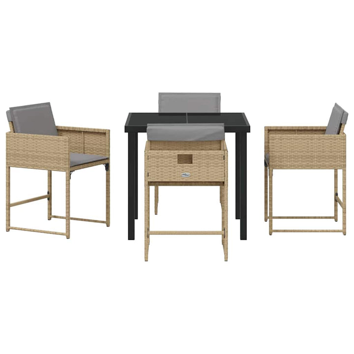 Have Spisebordssæt med pude 5 pcs Beige polyrattan
