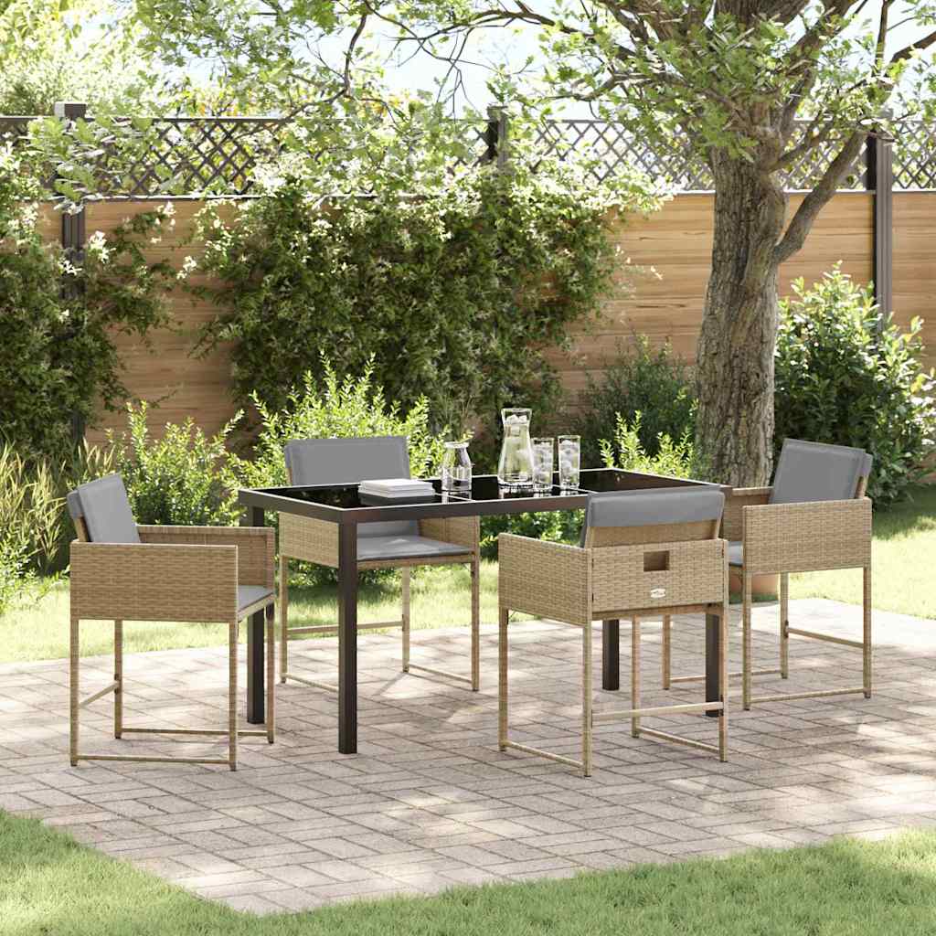Have Spisebordssæt med pude 5 pcs Beige polyrattan
