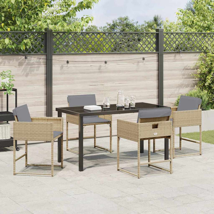 Have Spisebordssæt med pude 5 pcs Beige polyrattan