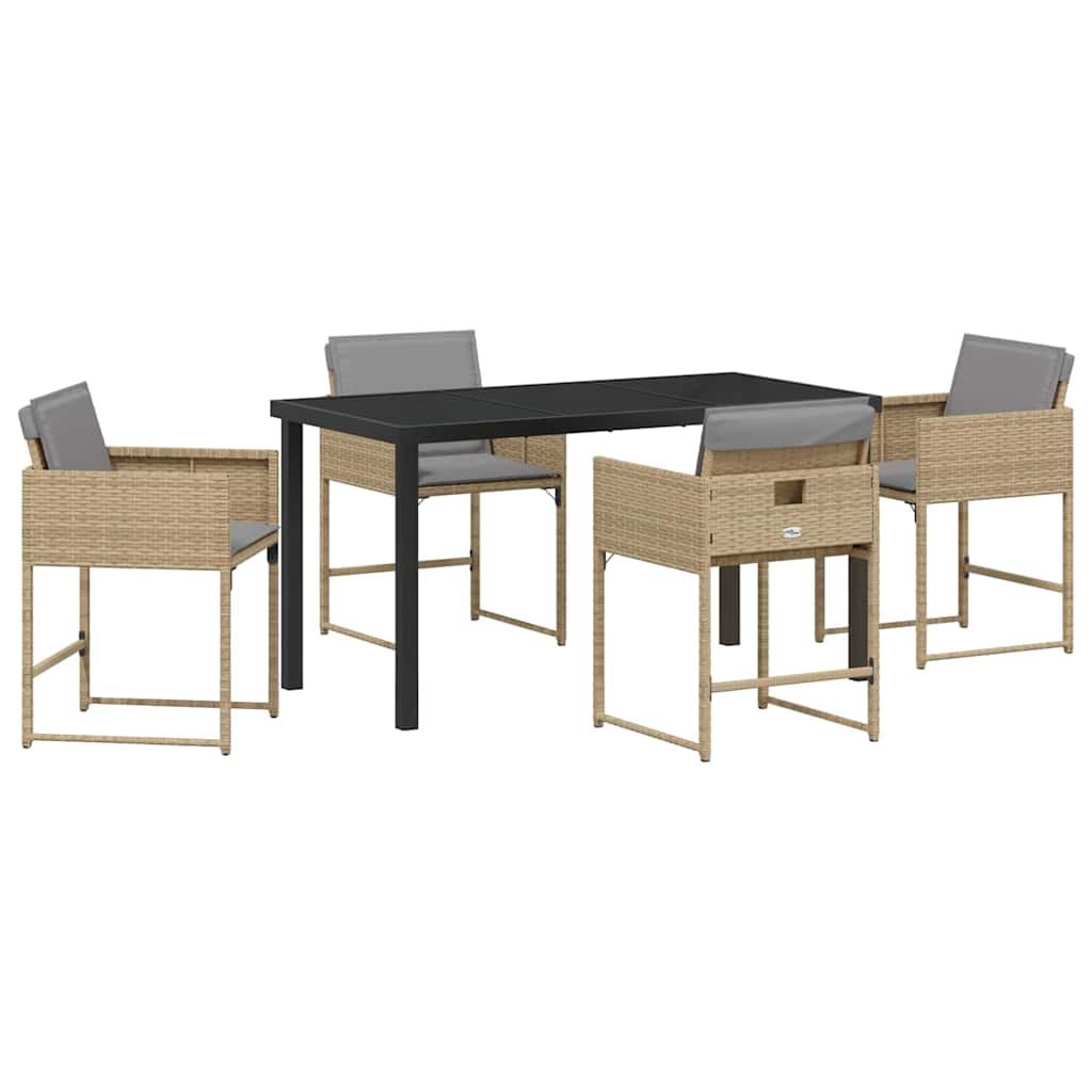 Have Spisebordssæt med pude 5 pcs Beige polyrattan