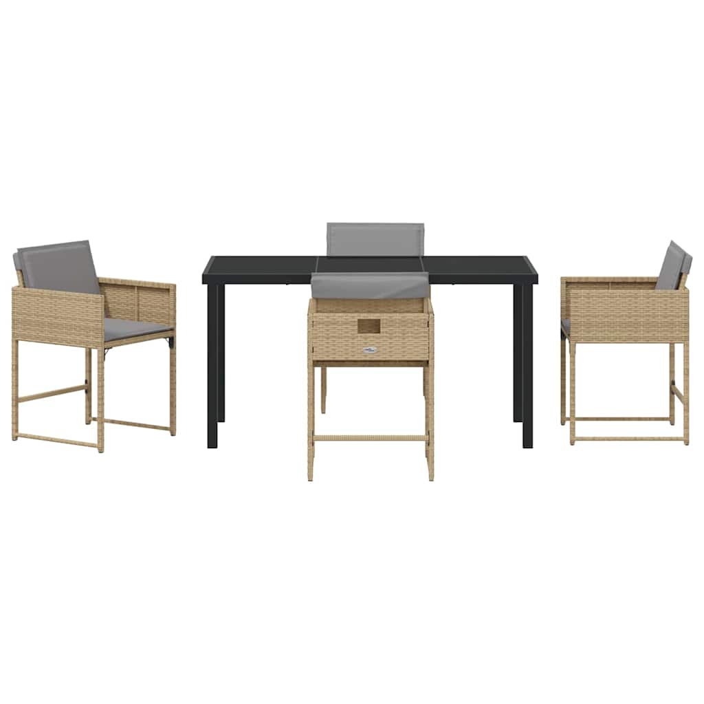 Have Spisebordssæt med pude 5 pcs Beige polyrattan