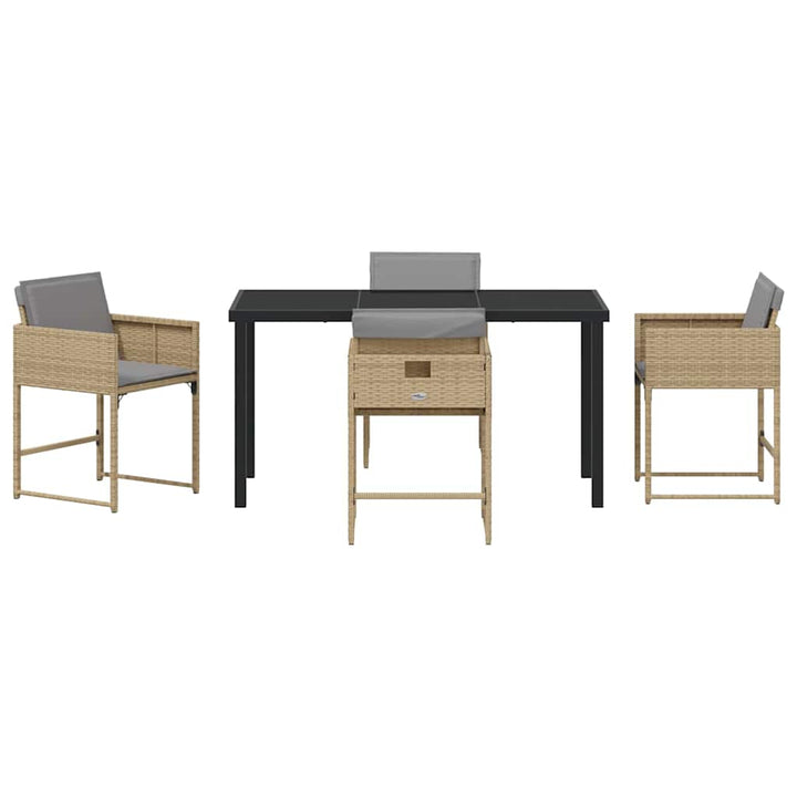 Have Spisebordssæt med pude 5 pcs Beige polyrattan