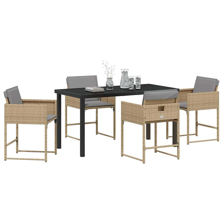 Have Spisebordssæt med pude 5 pcs Beige polyrattan
