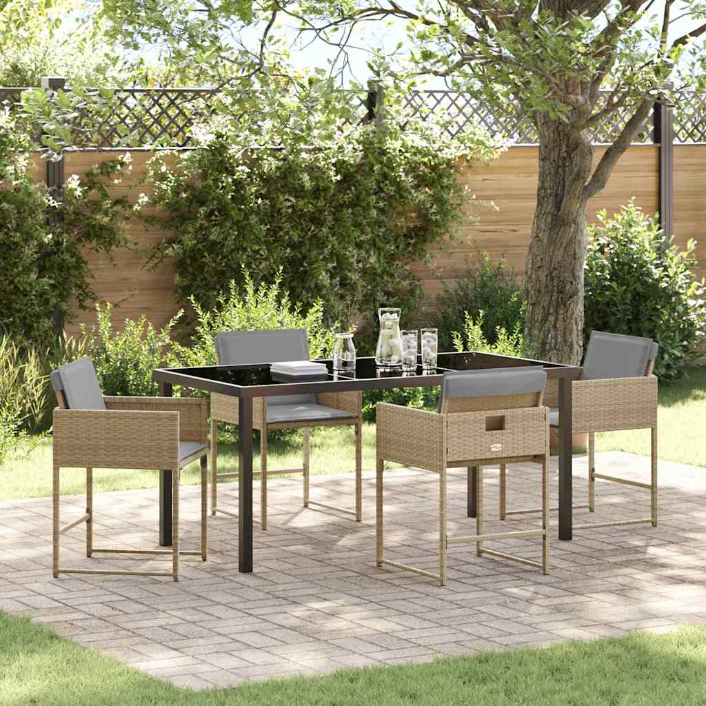 Have Spisebordssæt med pude 5 pcs Beige polyrattan