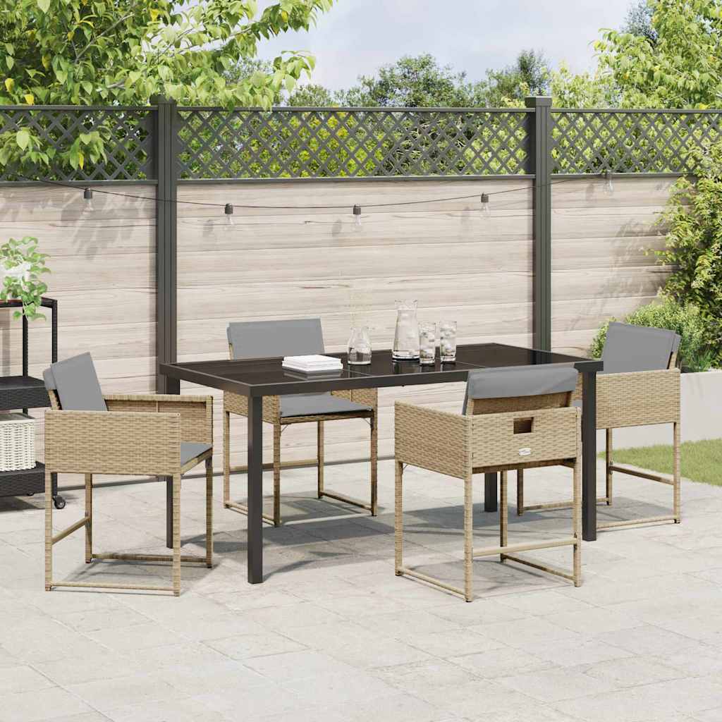 Have Spisebordssæt med pude 5 pcs Beige polyrattan