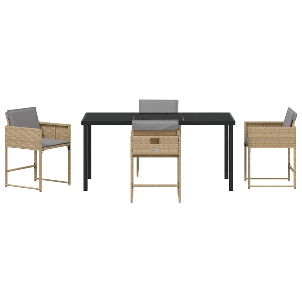 Have Spisebordssæt med pude 5 pcs Beige polyrattan