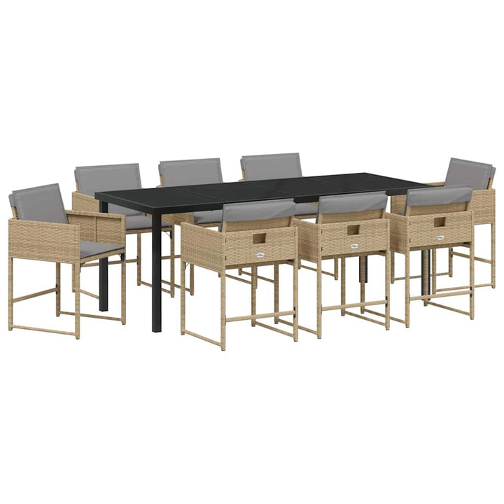 Have Spisebordssæt med pude 9 pcs Beige polyrattan