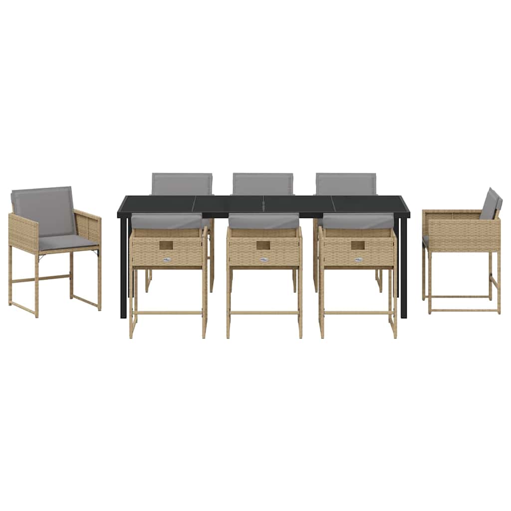 Have Spisebordssæt med pude 9 pcs Beige polyrattan