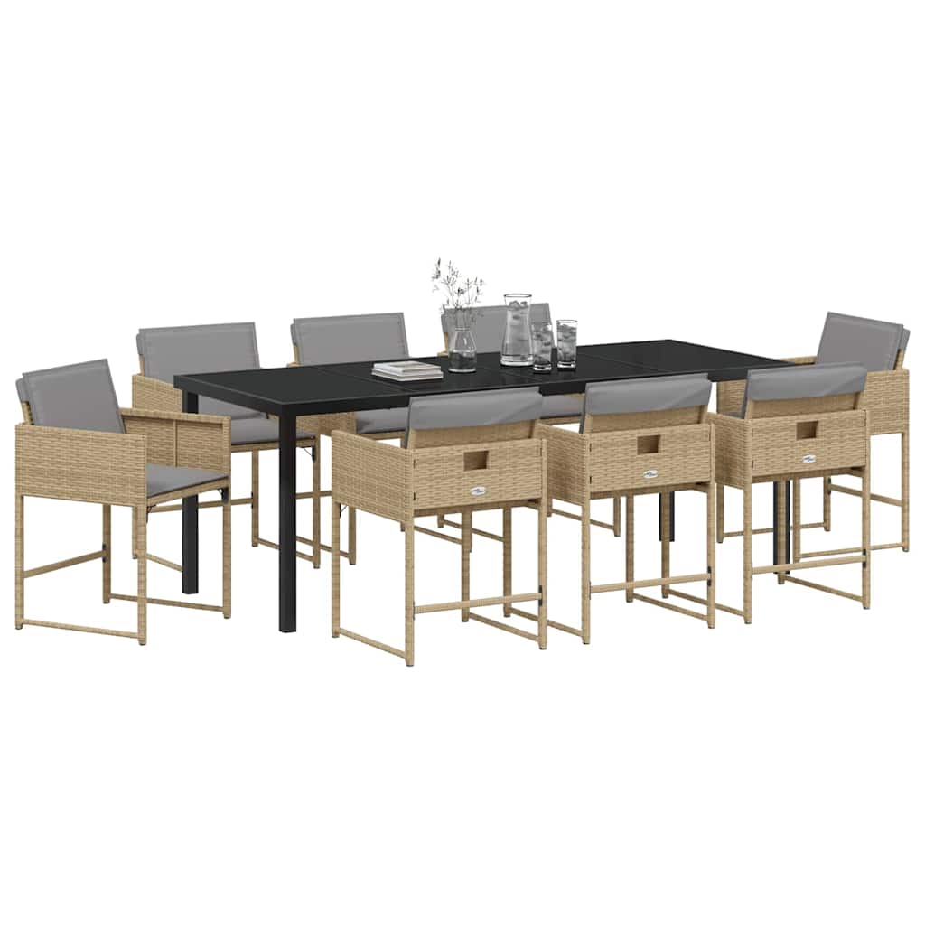 Have Spisebordssæt med pude 9 pcs Beige polyrattan