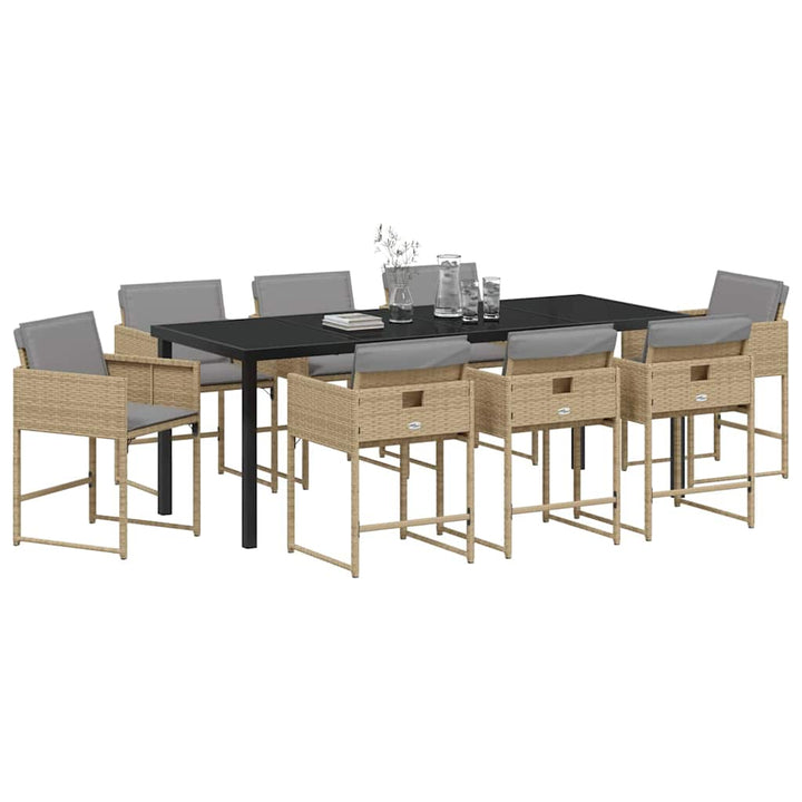 Have Spisebordssæt med pude 9 pcs Beige polyrattan