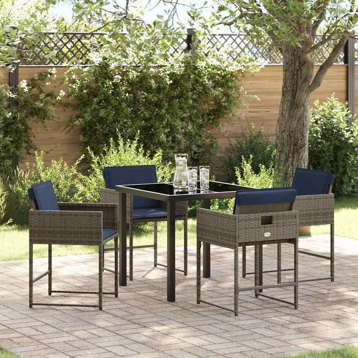 Have Spisebordssæt med pude 5 pcs Grå polyrattan