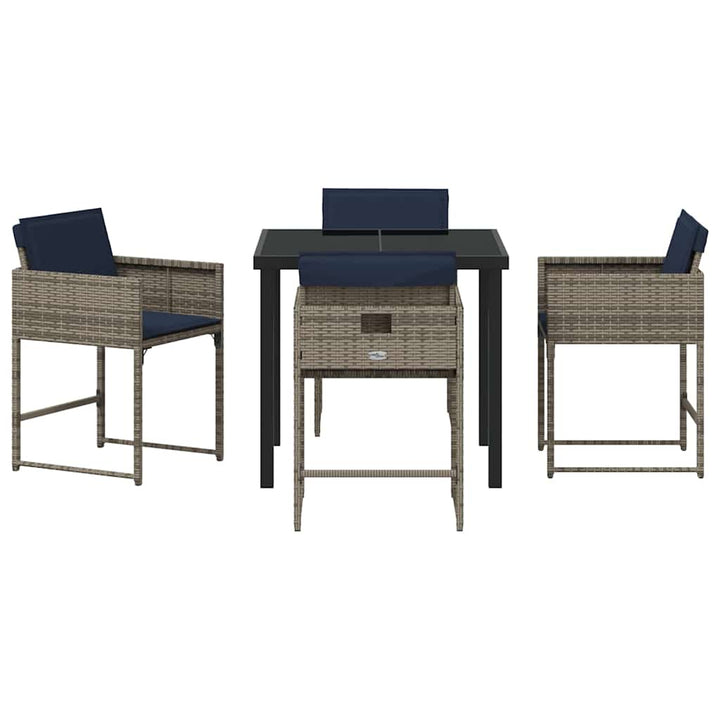 Have Spisebordssæt med pude 5 pcs Grå polyrattan