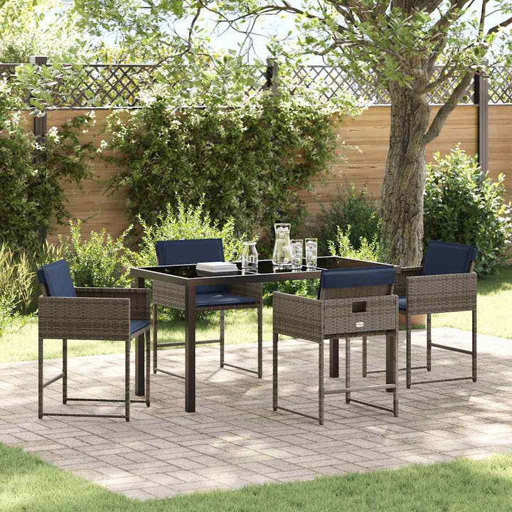 Have Spisebordssæt med pude 5 pcs Grå polyrattan