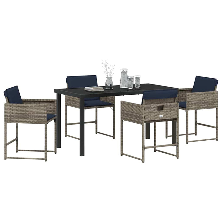 Have Spisebordssæt med pude 5 pcs Grå polyrattan