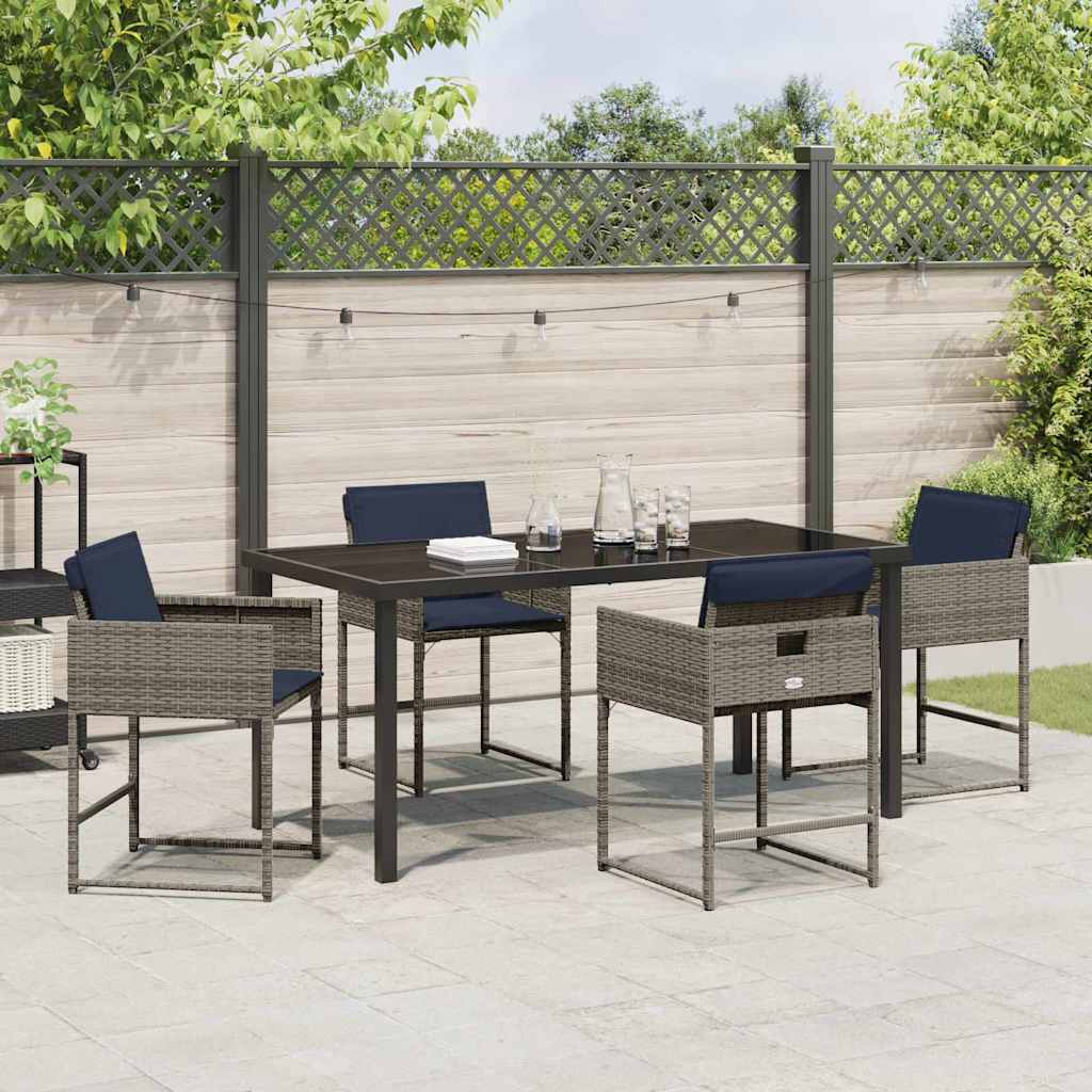 Have Spisebordssæt med pude 5 pcs Grå polyrattan