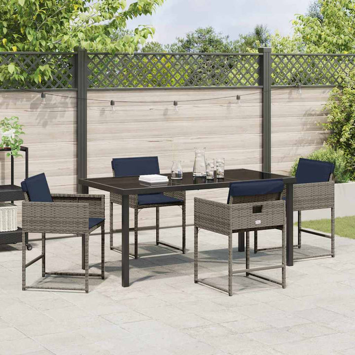 Have Spisebordssæt med pude 5 pcs Grå polyrattan
