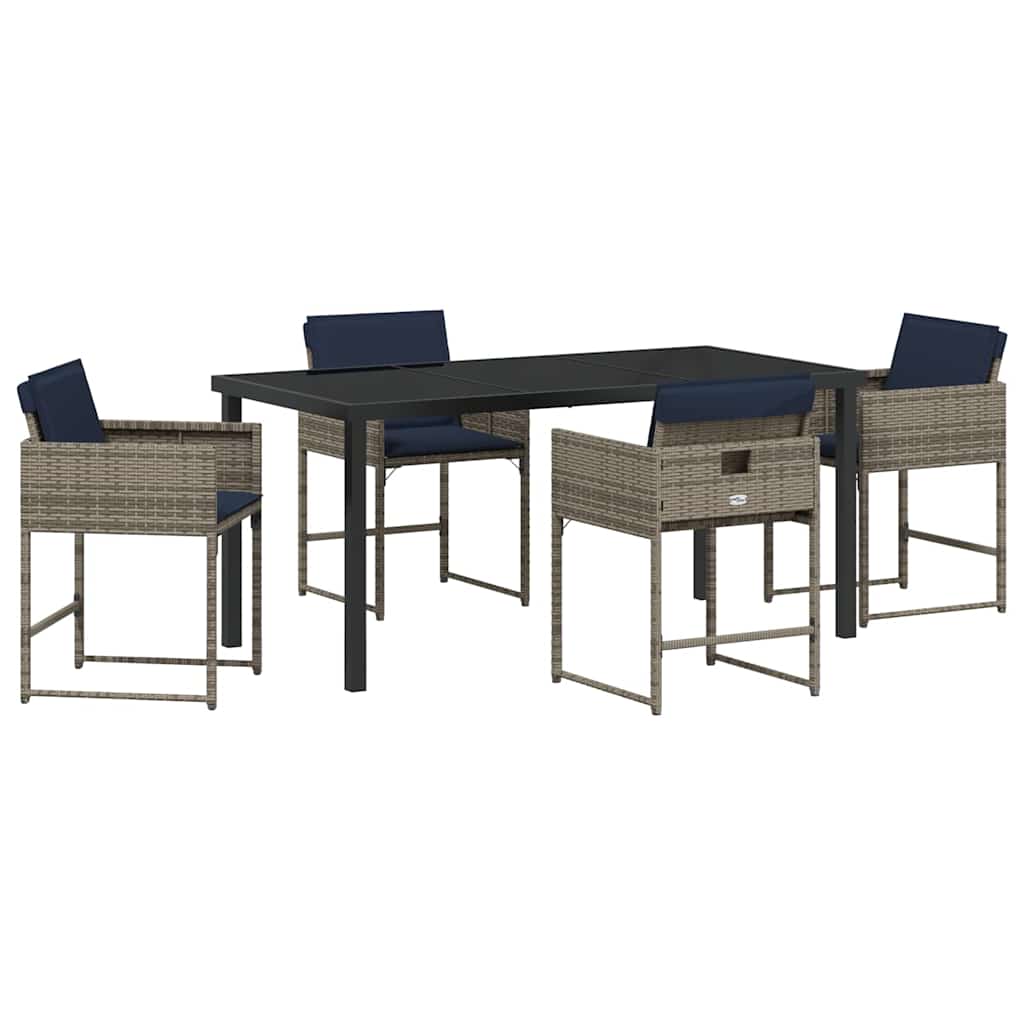 Have Spisebordssæt med pude 5 pcs Grå polyrattan